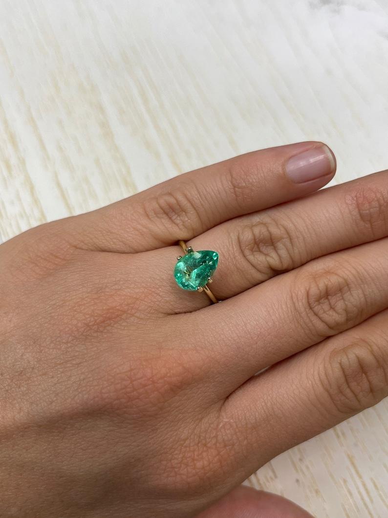 Women's 2.77 Carat 11x8 Bubbly Colombian Emerald - Pear-Cut May Birthstone Loose Gem For Sale