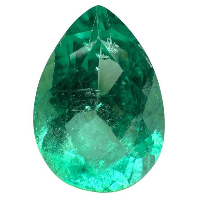 2.77 Carat 11x8 Bubbly Colombian Emerald - Pear-Cut May Birthstone Loose Gem