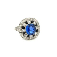 2.77 Carat Ceylon Sapphire GIA and Diamond Platinum Statement Fine Estate Ring