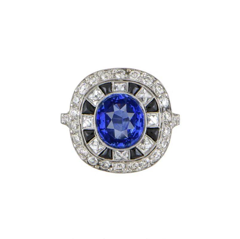 2,77 Karat Ceylon Saphir GIA und Diamant Platin Statement feiner Nachlassring (Gemischter Schliff) im Angebot