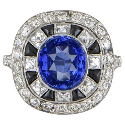2.77 Carat Ceylon Sapphire GIA and Diamond Platinum Statement Fine Estate Ring