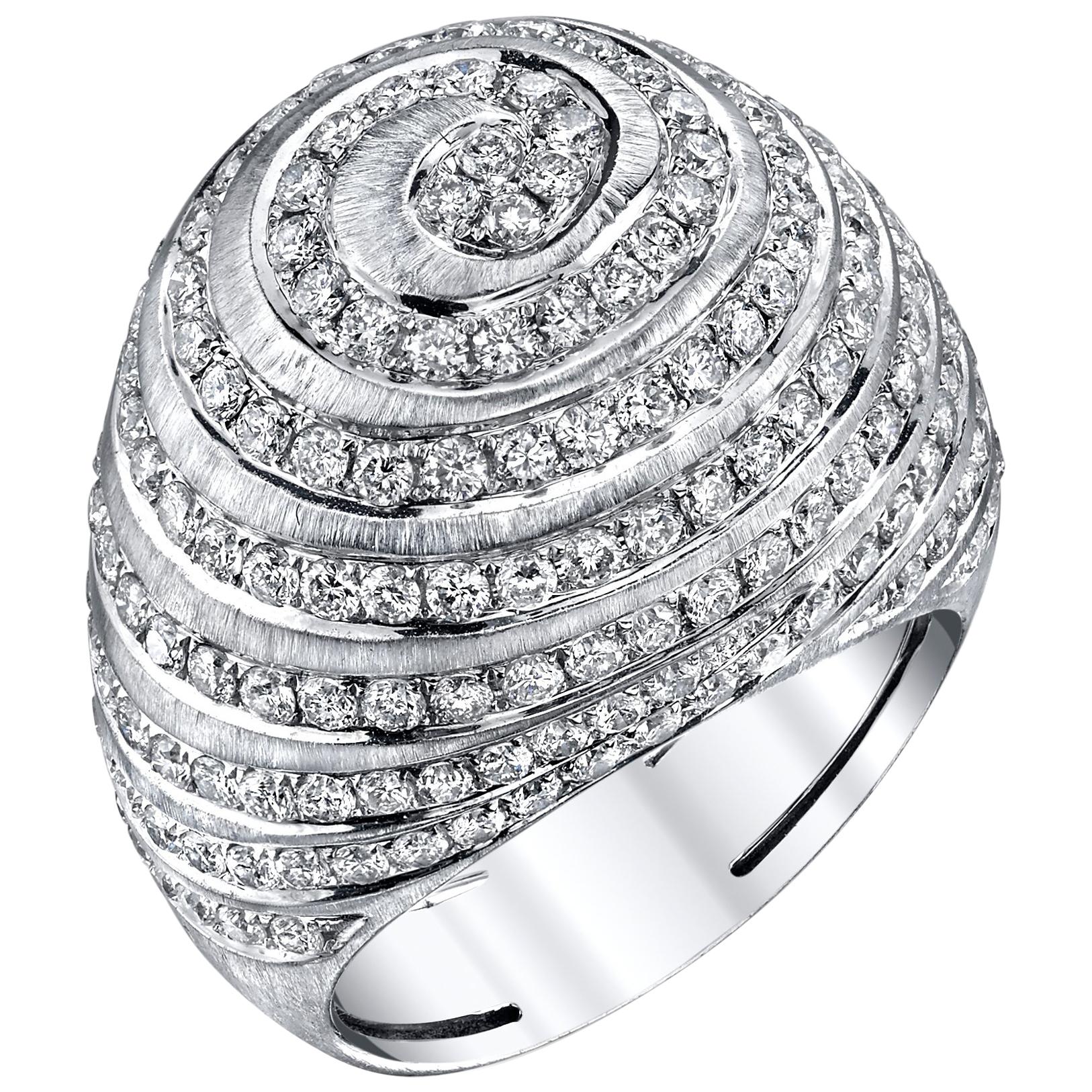 2.77 ct. t.w. Diamond 18k White Gold Art Deco Inspired Dome Cocktail Ring 