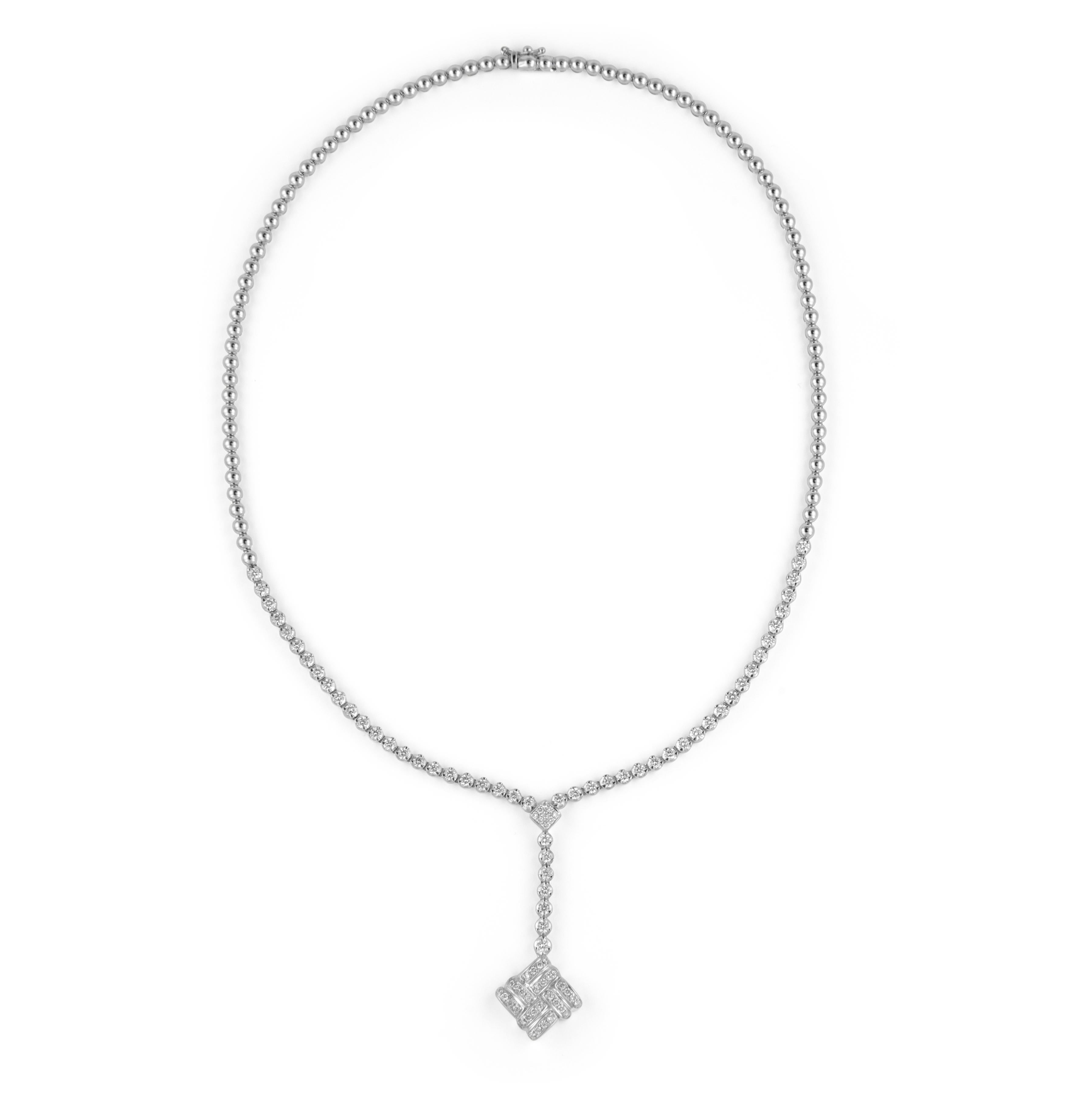 Collana con diamanti da 2,77 carati in oro bianco In condizioni Nuovo in vendita a BEVERLY HILLS, CA