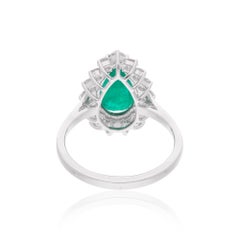2.77 Carat Emerald Gemstone Cocktail Ring 0.91 Ct. Diamond 14 Karat White Gold