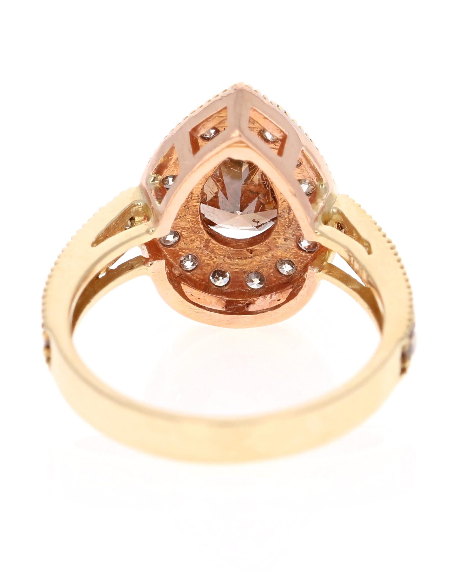 Contemporary 2.77 Carat Fancy Brown Champagne Natural Diamond Engagement Ring For Sale