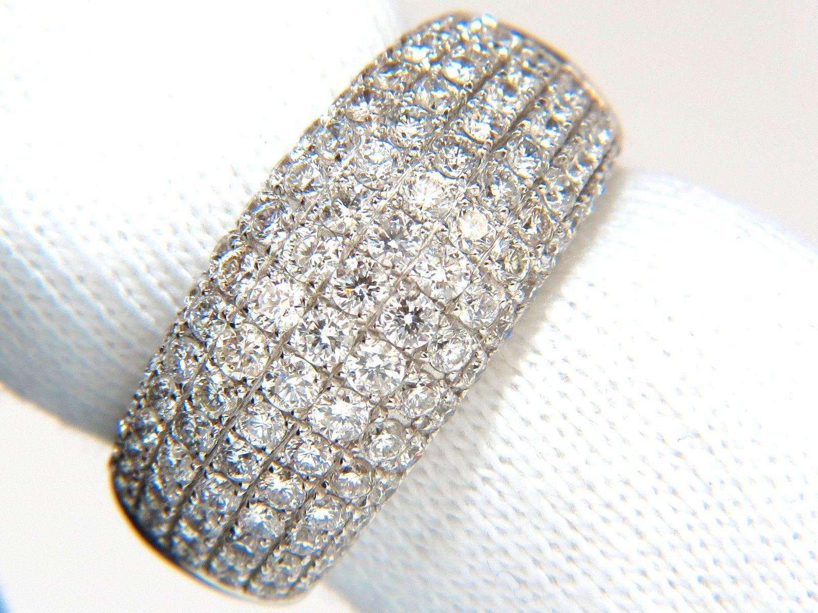 2.77 Carat Full Cut Diamonds Bead Set Wide Band Ring 18 Karat For Sale 4