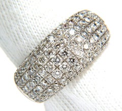 2.77 Carat Full Cut Diamonds Bead Set Wide Band Ring 18 Karat