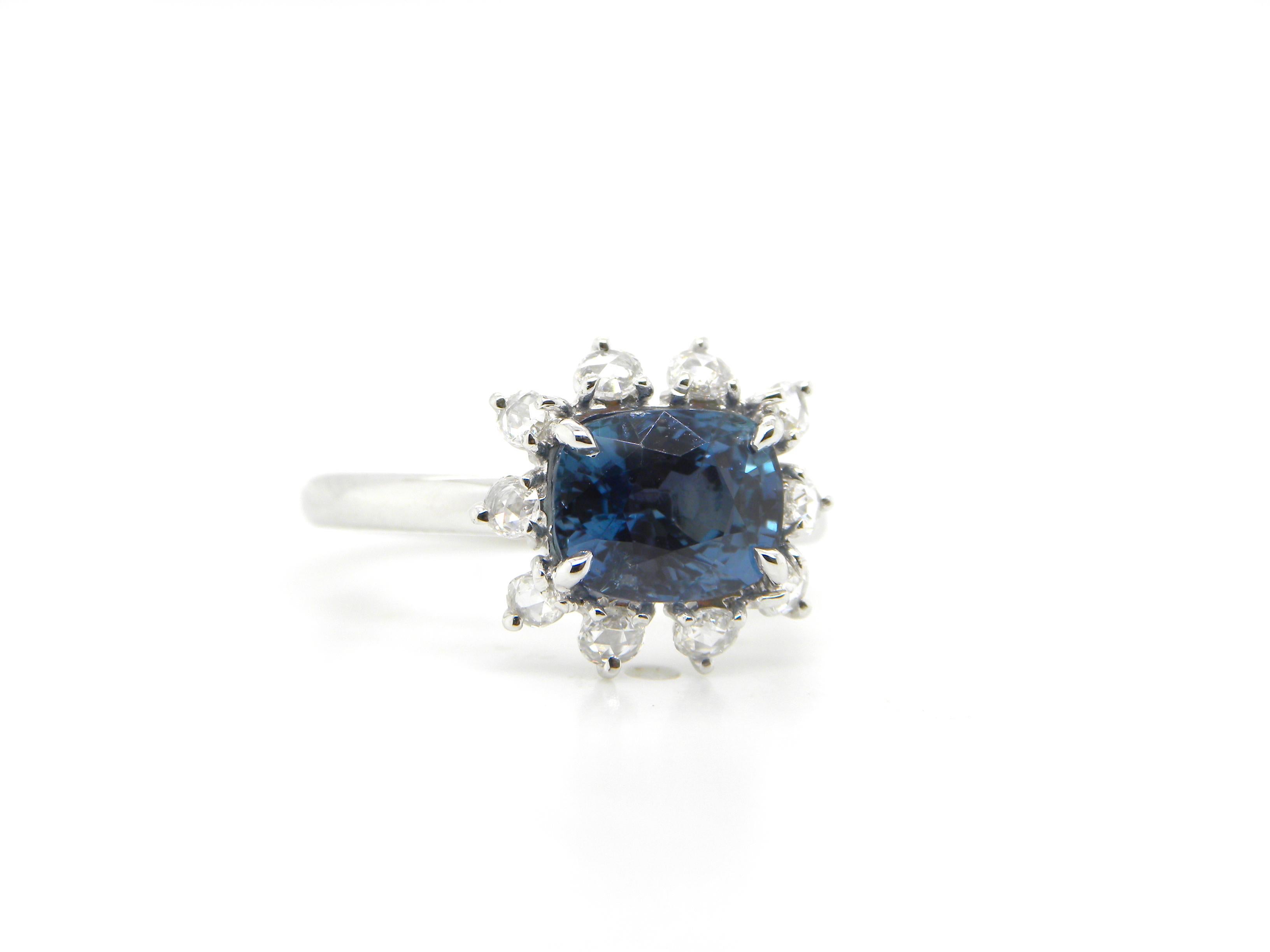 Contemporary 2.77 Carat GRS Certified Unheated Burmese Sapphire and Diamond Engagement Ring