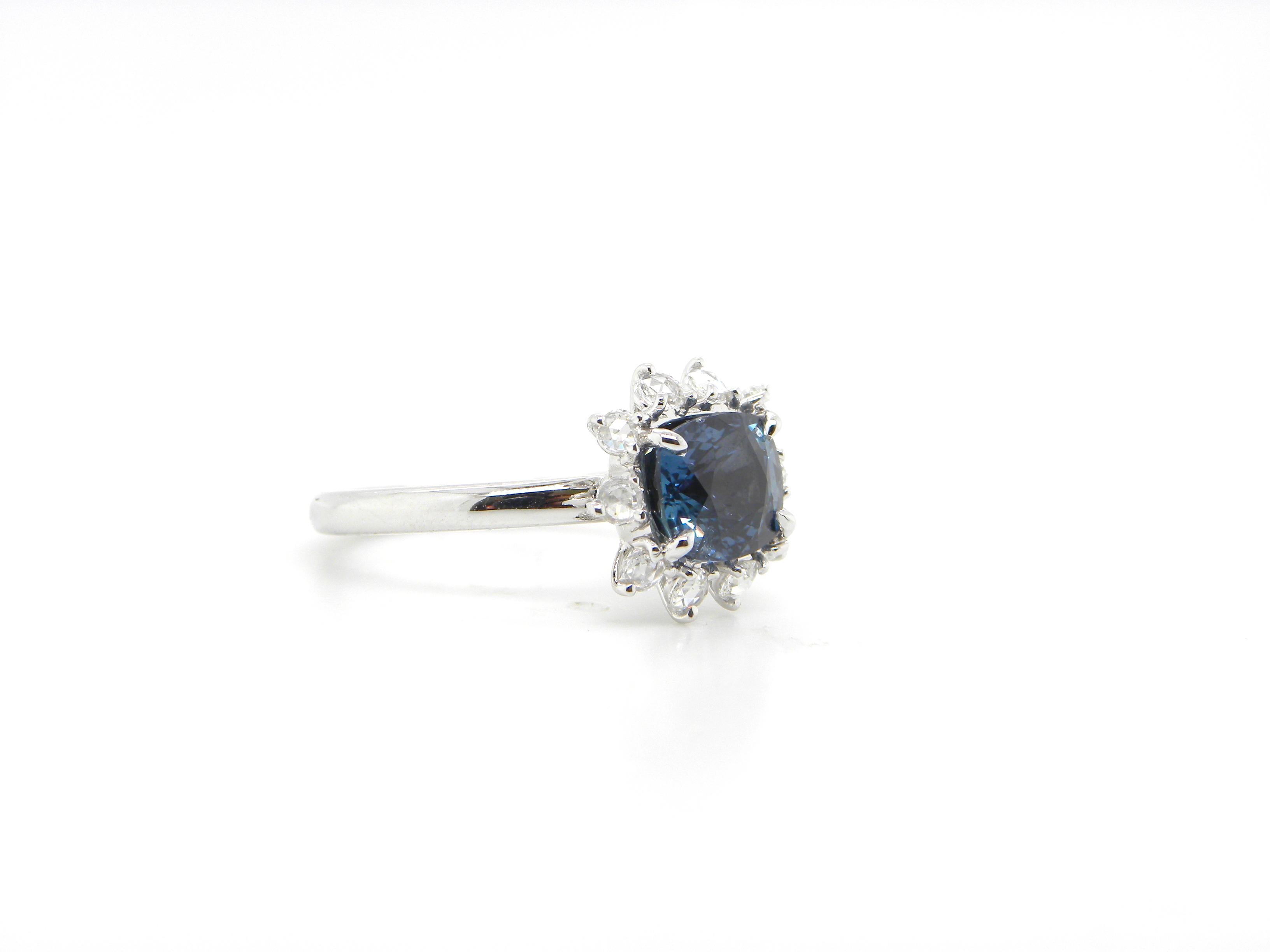 2.77 Carat GRS Certified Unheated Burmese Sapphire and Diamond Engagement Ring In New Condition In Hong Kong, HK