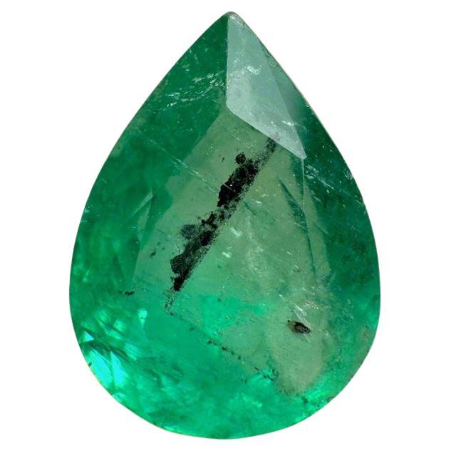 2.77 Carat Imperfectly Perfect Green Colombian Emerald - Pear Cut Teardrop Gems For Sale