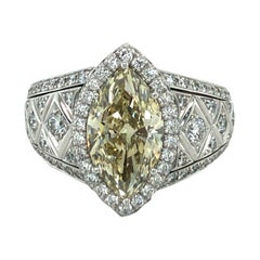 Bague Avalon Swiss en or blanc 18 carats avec diamant taille marquise de 2,77 carats