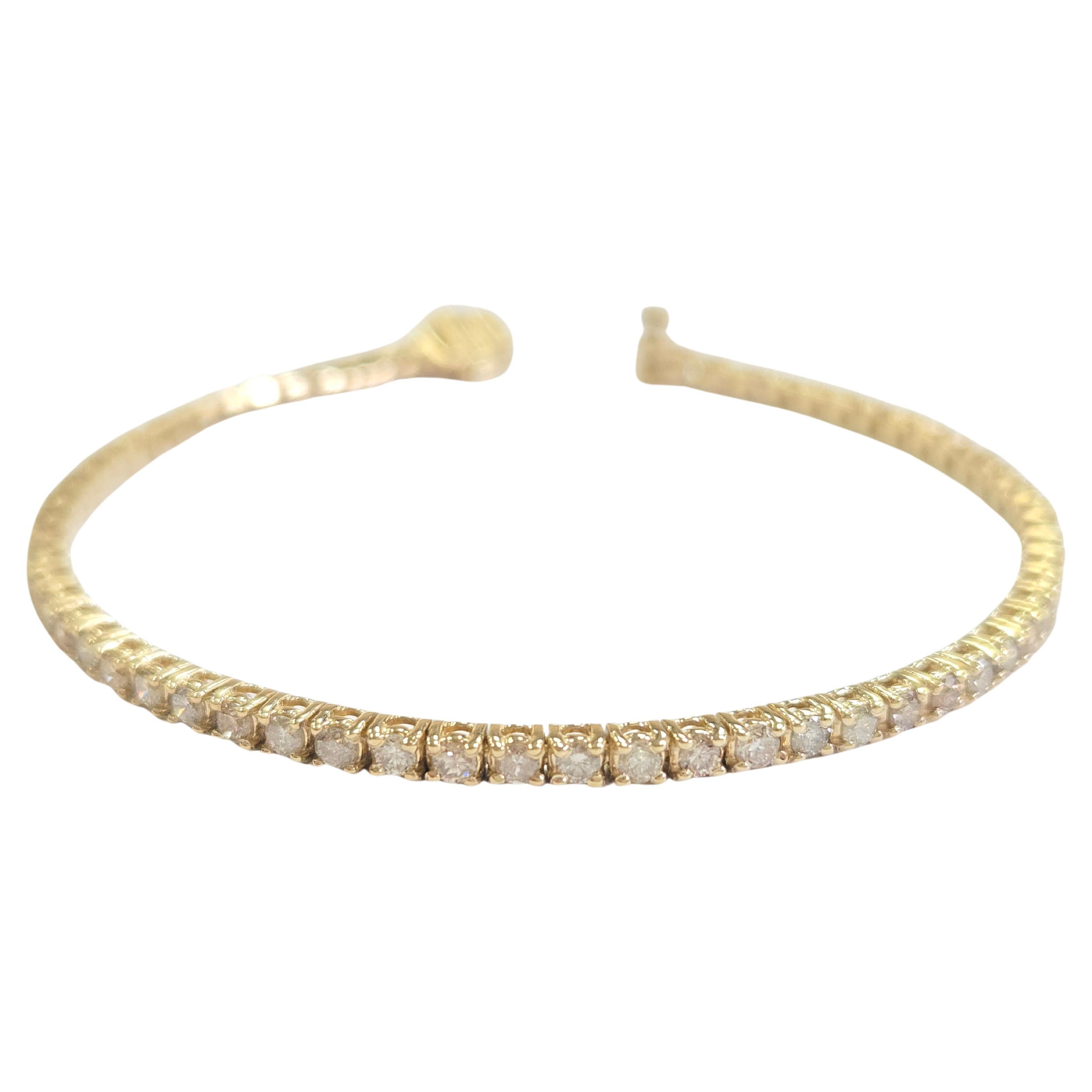 Bracelet de tennis en or jaune 14 carats avec diamant naturel de 2,77 carats