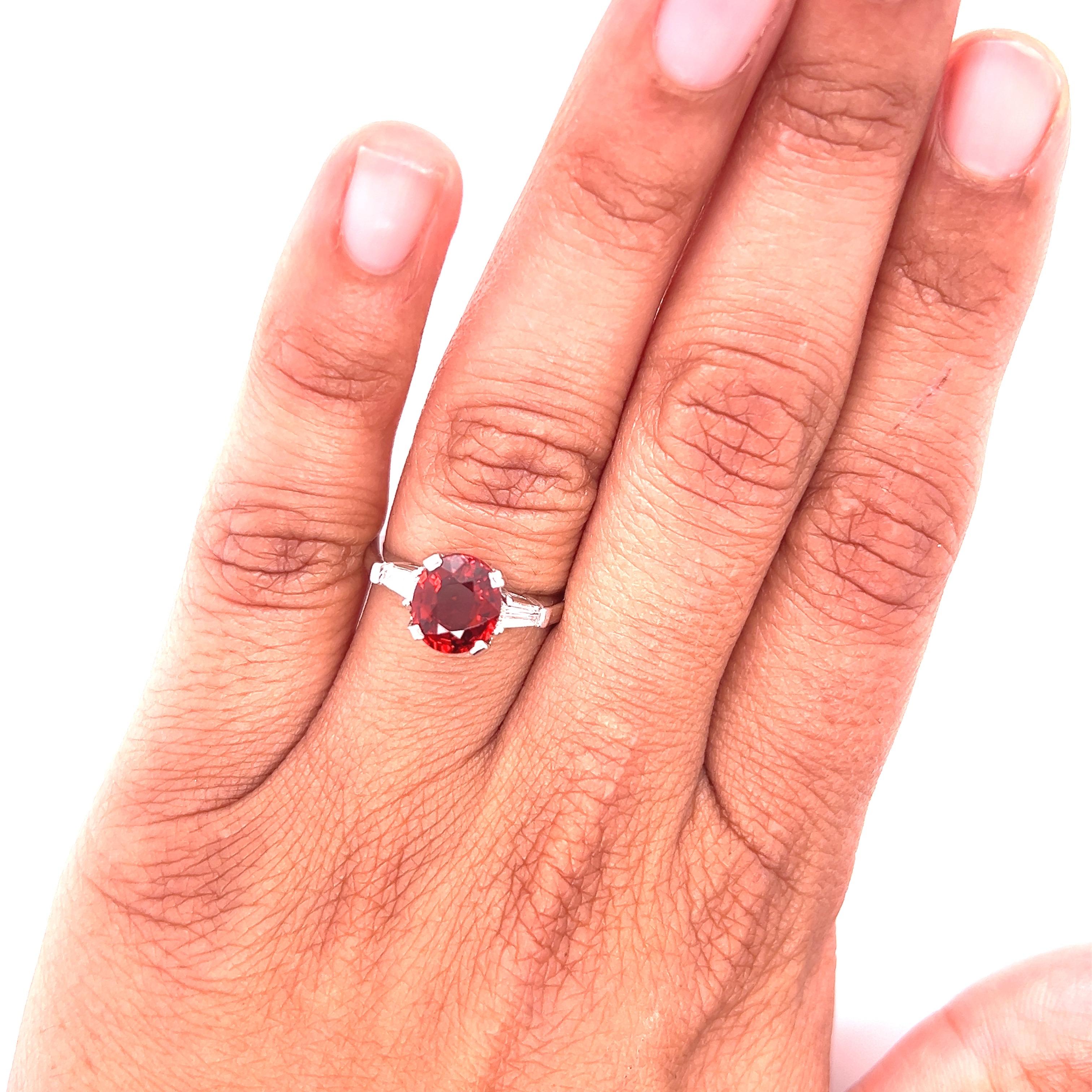 Women's 2.77 Carat Spessartine Diamond White Gold Engagement Ring For Sale