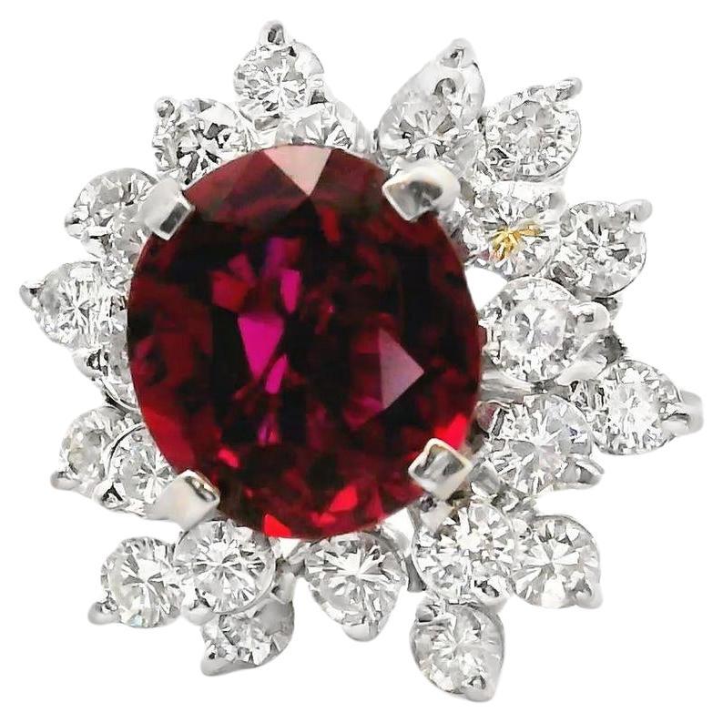 2.77 Carat Thai No-Heat Ruby Diamond White Gold Ring, GIA Certified
