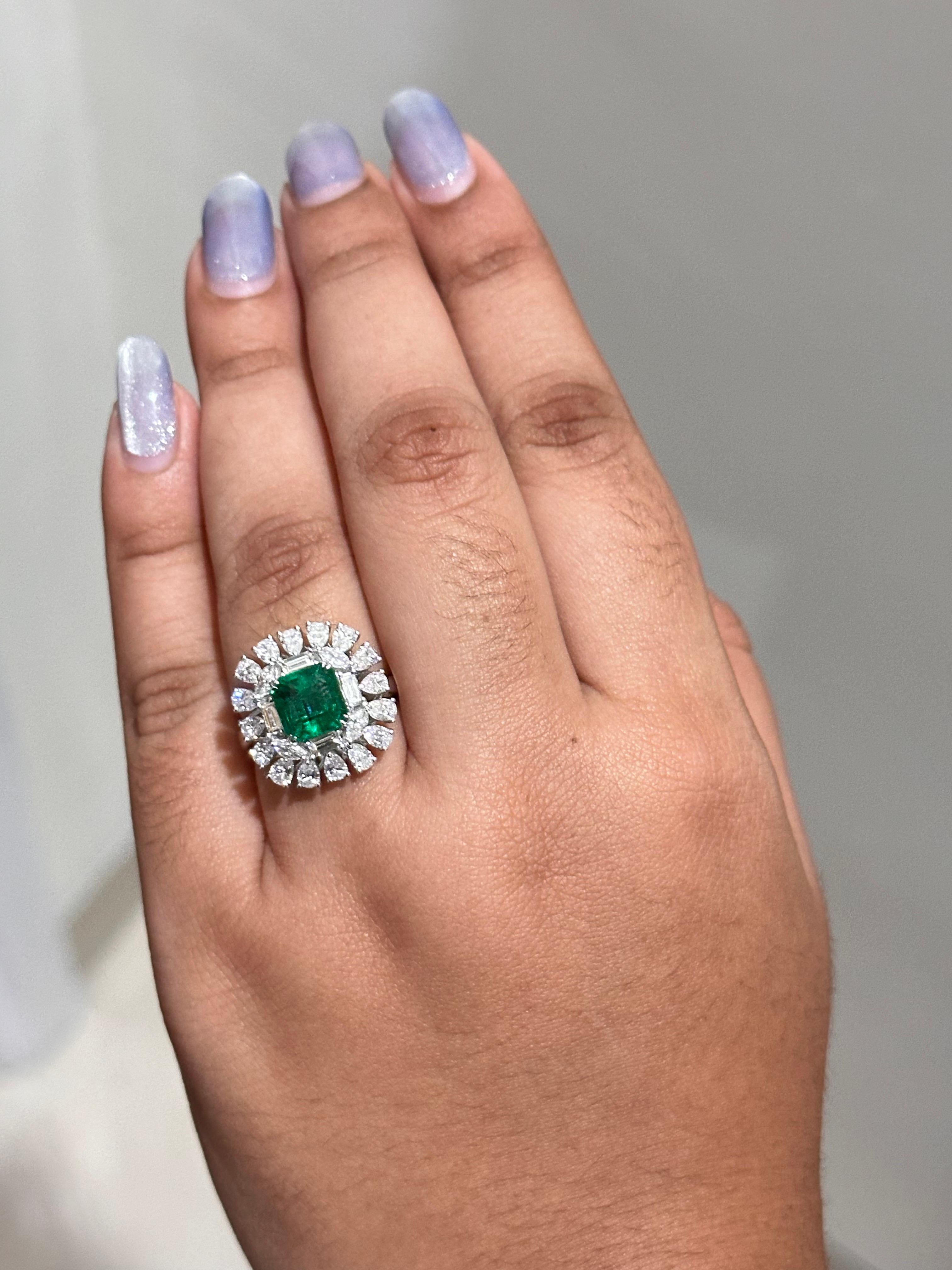2.77 Carat Zambian Emerald Diamond Classic Ring For Sale 4