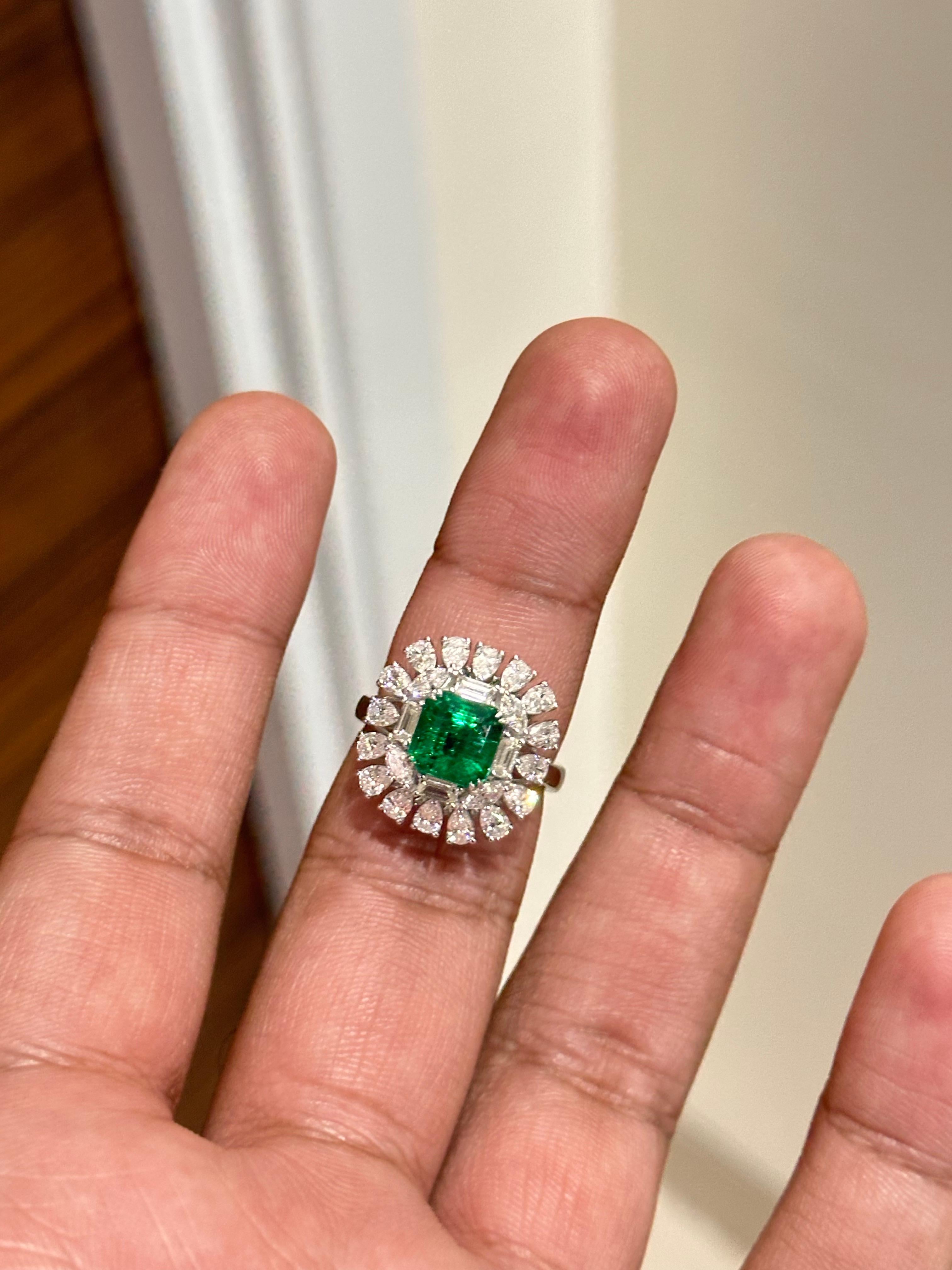 2.77 Carat Zambian Emerald Diamond Classic Ring For Sale 2