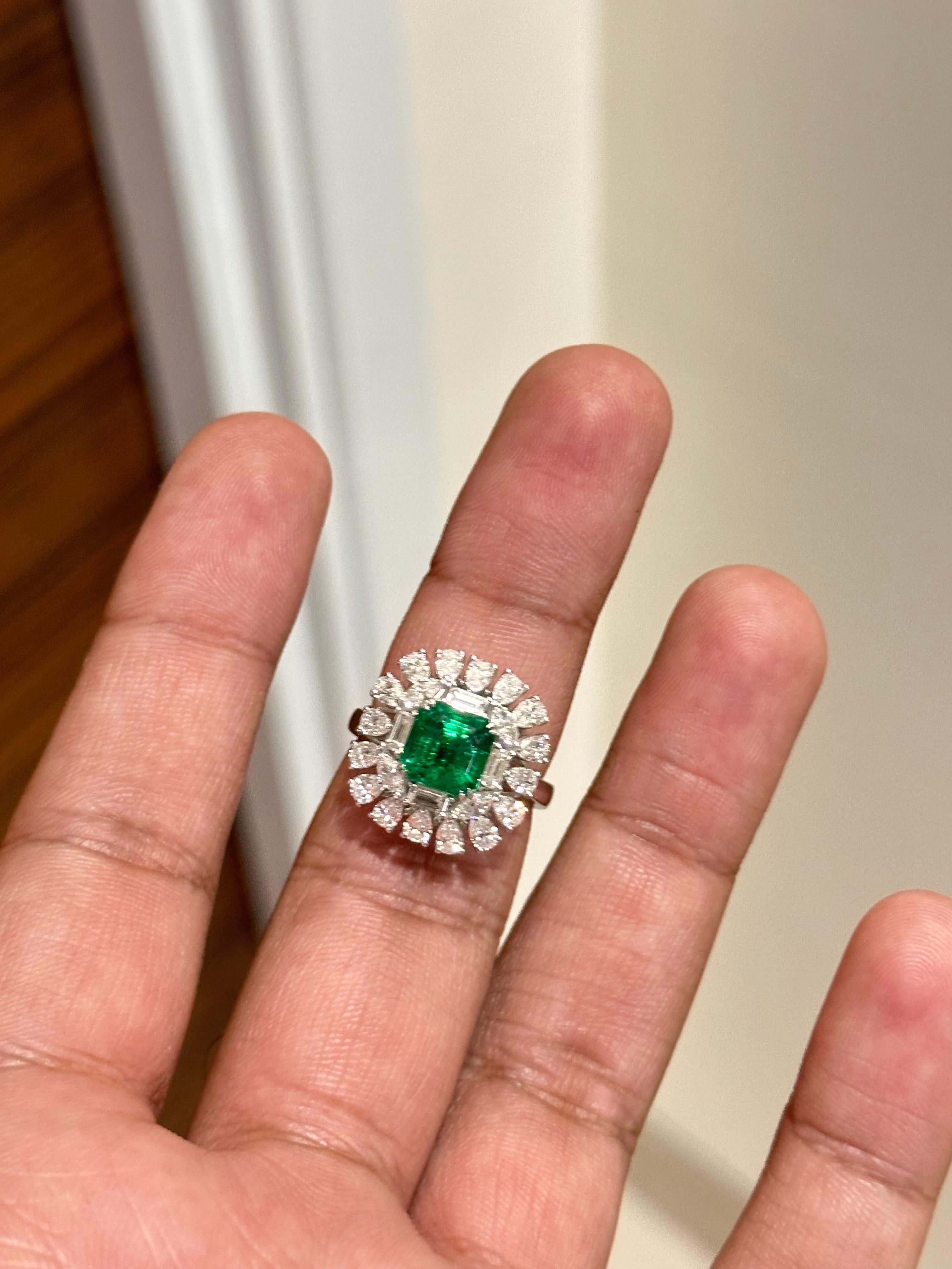 2.77 Carat Zambian Emerald Diamond Classic Ring For Sale 3