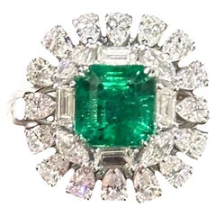 2.77 Carat Zambian Emerald Diamond Classic Ring