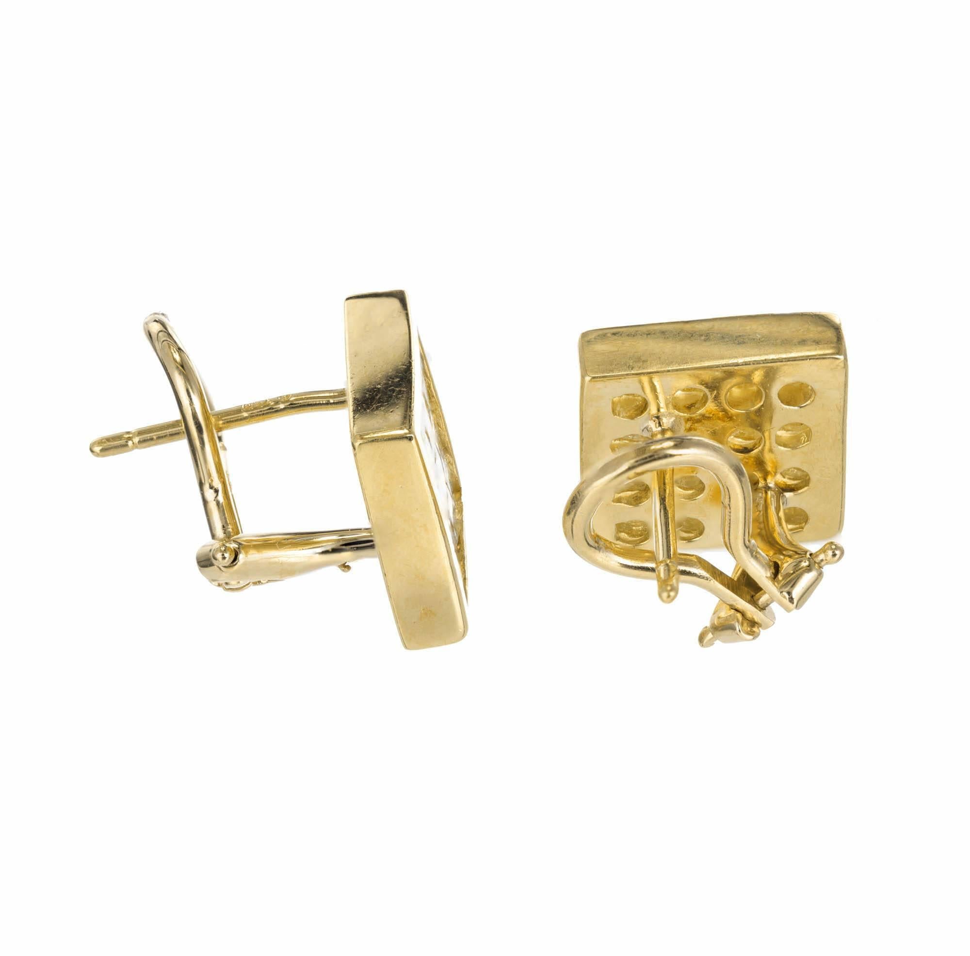 gold square diamond earrings
