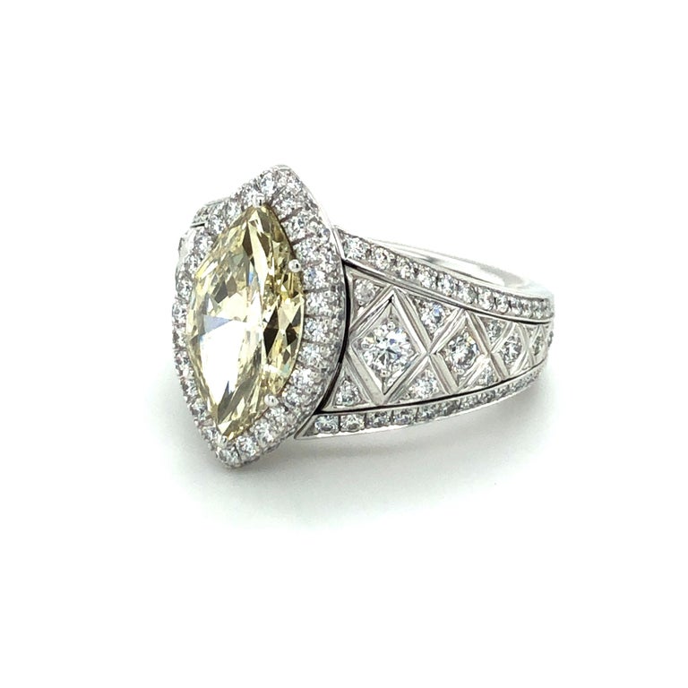 2.77 Carat Marquise-Cut Diamond Ring by Avalon Swiss in 18 Karat White ...