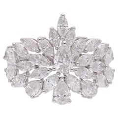 2,77 carati SI Clarity HI Color Marquise Pear Diamond Dome Ring Oro bianco 18 carati