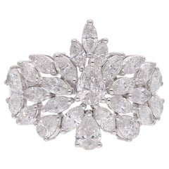 2,77 Ct SI Reinheit HI Farbe Marquise Birne Diamant Dome Ring 18 Karat Weißgold