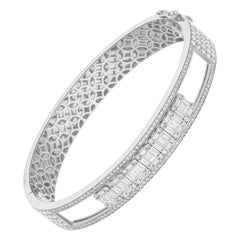 2.77 Ct. SI Clarity HI Color Movable Diamond Charm Bracelet 18 Karat White Gold