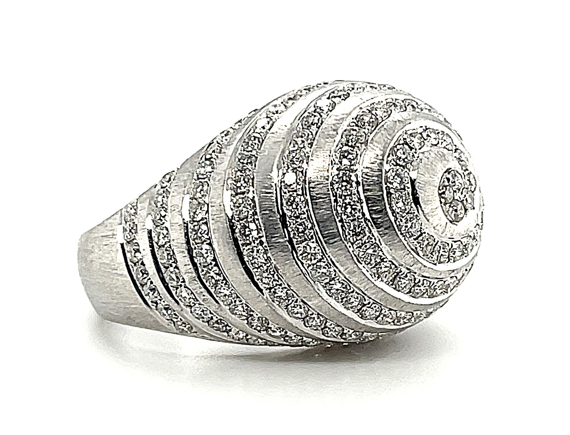 Round Cut 2.77 ct. t.w. Diamond 18k White Gold Art Deco Inspired Dome Cocktail Ring 