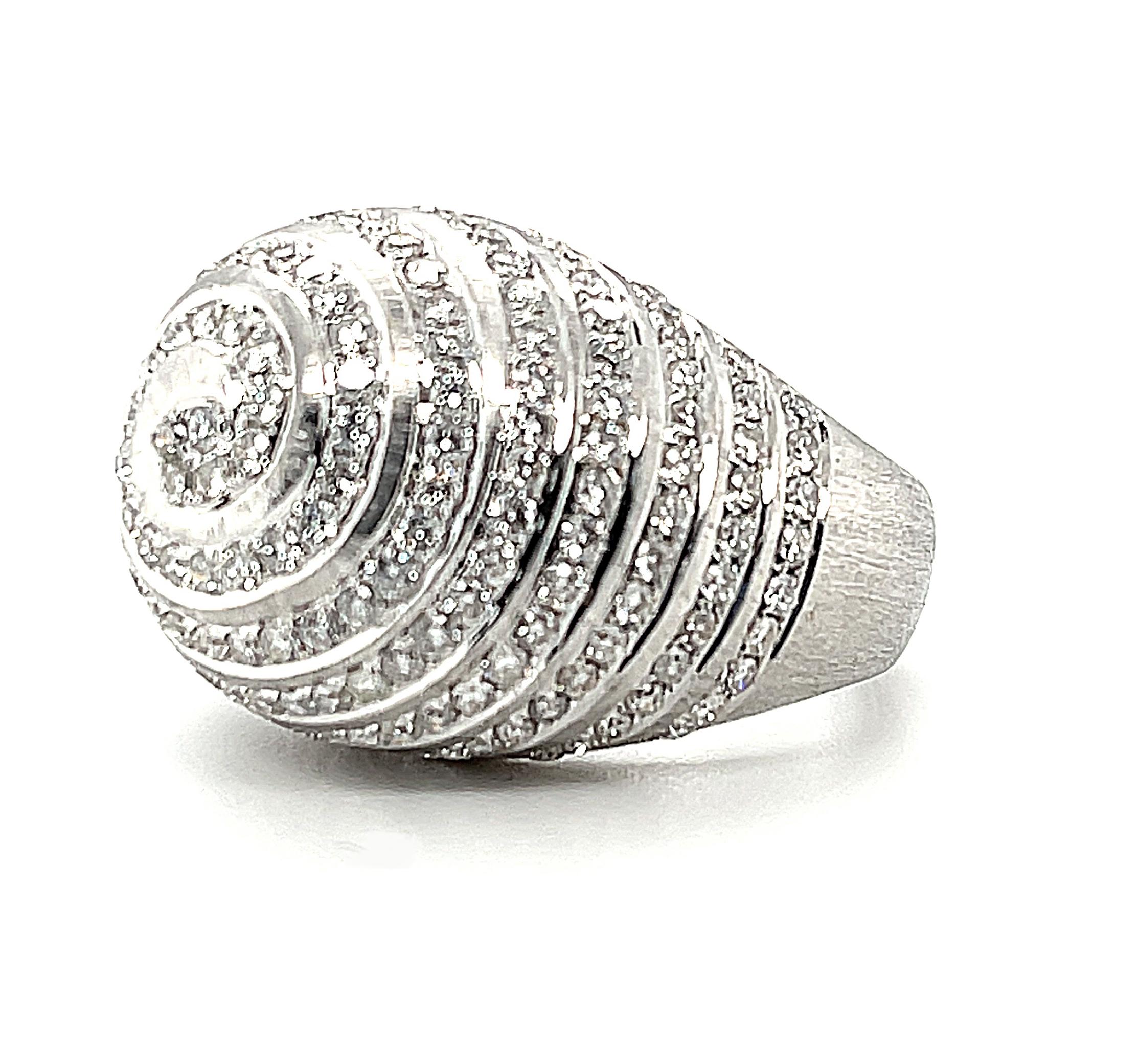 2.77 ct. t.w. Diamond 18k White Gold Art Deco Inspired Dome Cocktail Ring  2