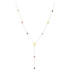 2.77 Carat Multicolor Sapphire 18 Karat Yellow Gold Necklace