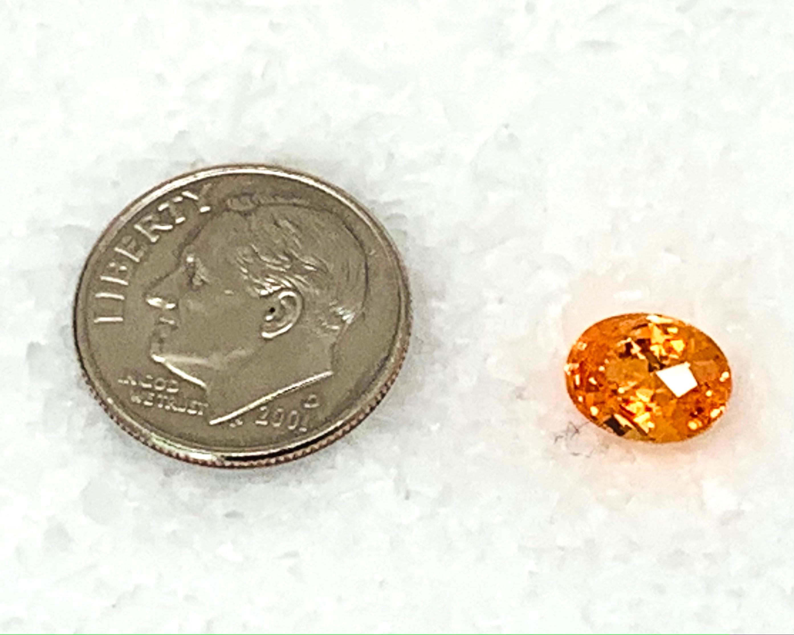 Women's or Men's 2.77 Carat Oval Mandarin Garnet, Unset Loose Gemstone For Sale