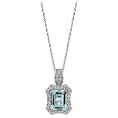 Sunita Nahata Aquamarine 2.77ct. Pendant in 18KWG with White Diamond.