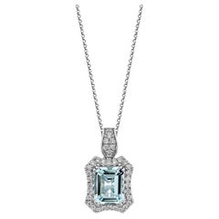 2.77 Carat Aquamarine Pendant in 18Karat White Gold with White Diamond.