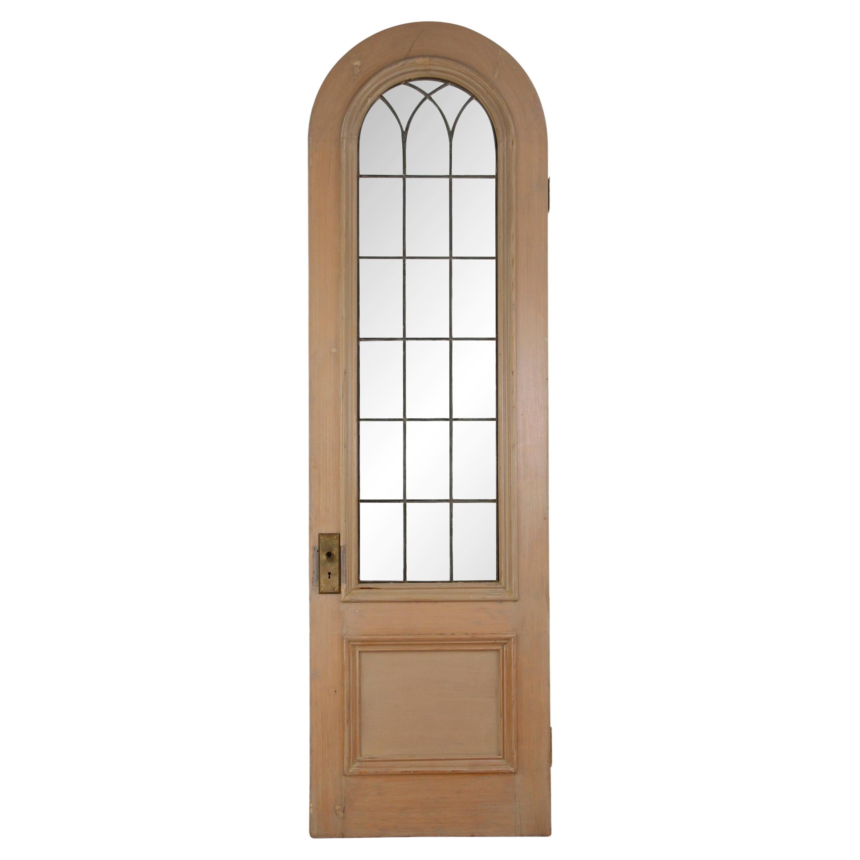 Arch Wood Door Leaded Clear Glass Panes