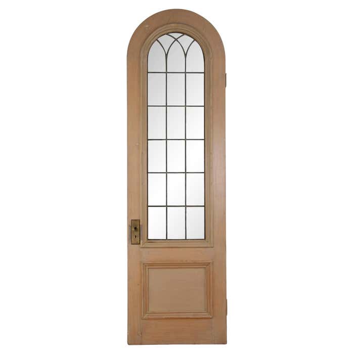 Arch Wood Door Leaded Clear Glass Panes For Sale at 1stDibs | arched ...