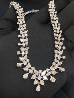27.76 Carats Marquise Pear Round Shape Natural Diamonds Necklace 18K White Gold