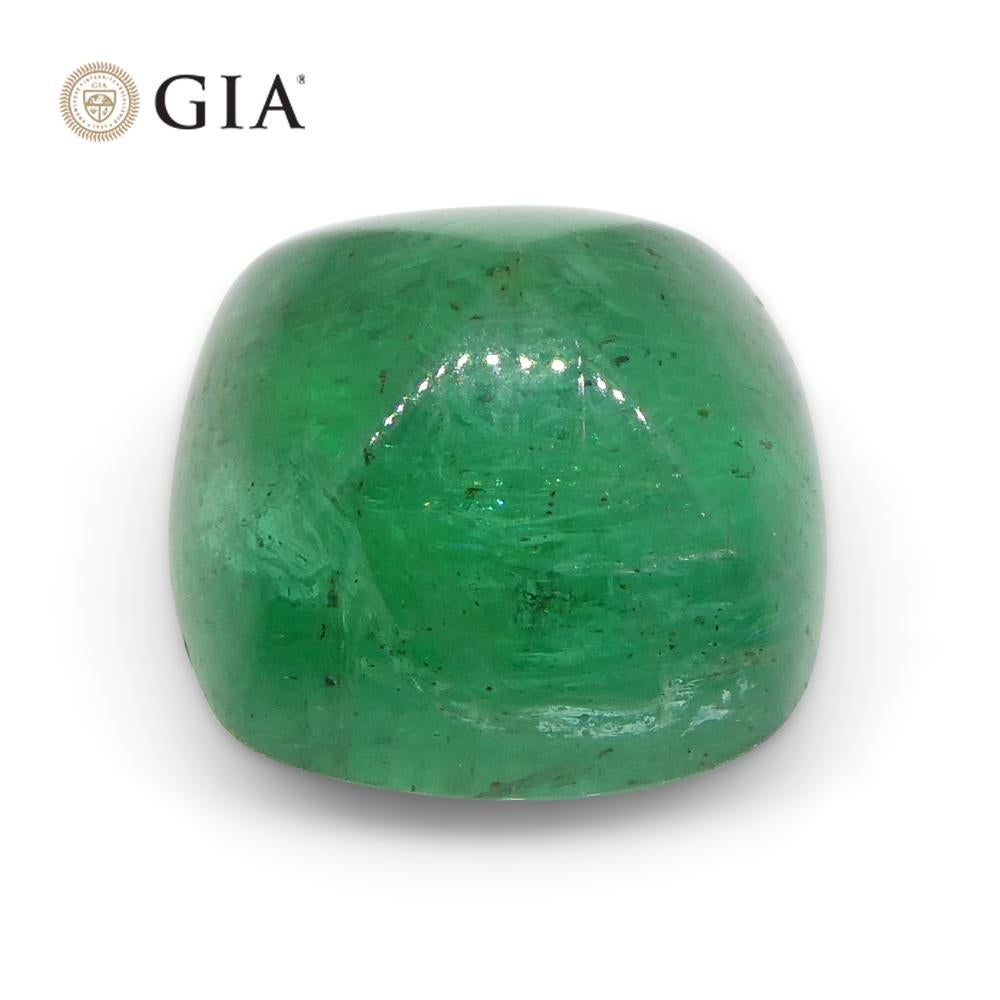 2.77ct Cushion Sugarloaf Double Cabochon Green Emerald GIA Certified Zambia   For Sale 4