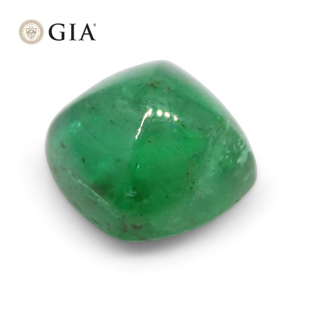 2.77ct Cushion Sugarloaf Double Cabochon Green Emerald GIA Certified Zambia   For Sale 5