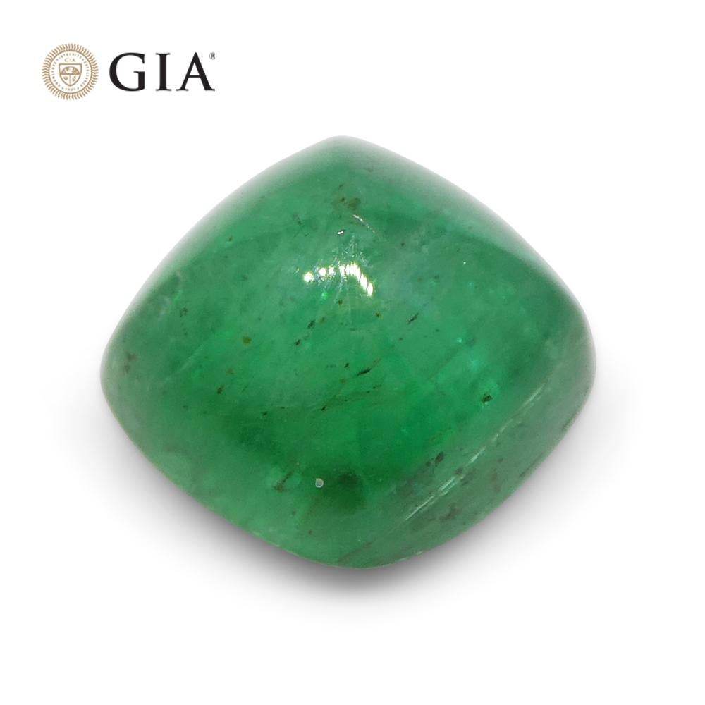 2.77ct Cushion Sugarloaf Double Cabochon Green Emerald GIA Certified Zambia   For Sale 7