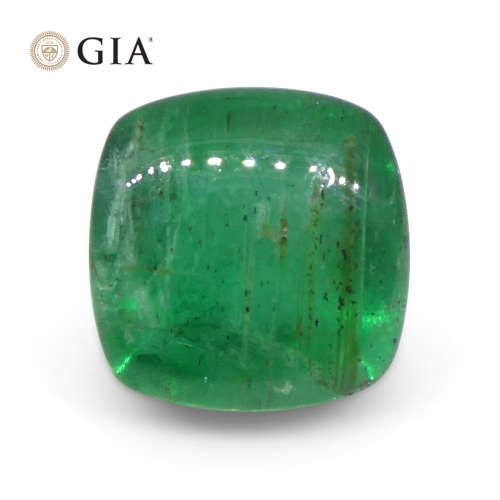 2.77ct Cushion Sugarloaf Double Cabochon Green Emerald GIA Certified Zambia   For Sale 8