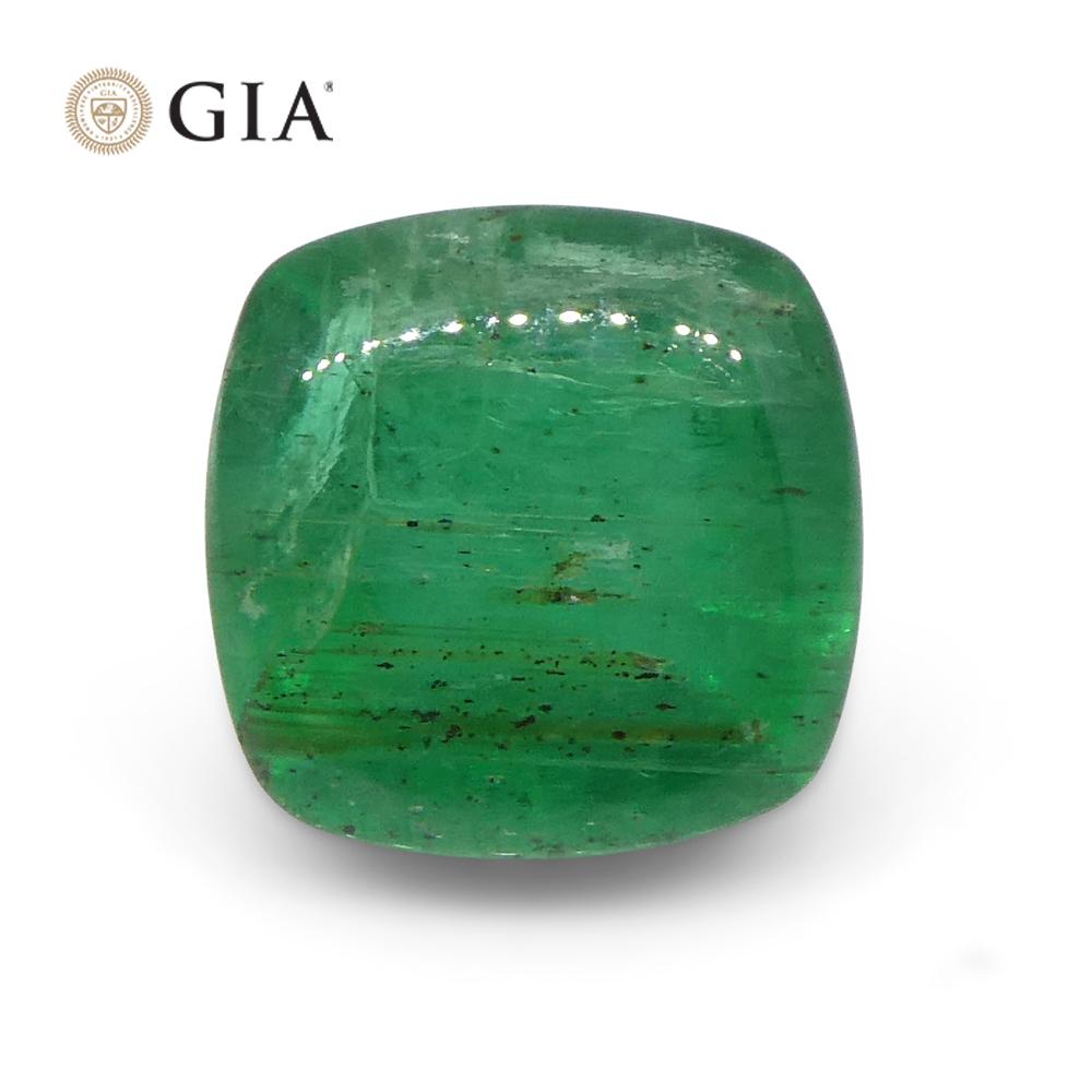 2.77ct Cushion Sugarloaf Double Cabochon Green Emerald GIA Certified Zambia   In New Condition For Sale In Toronto, Ontario