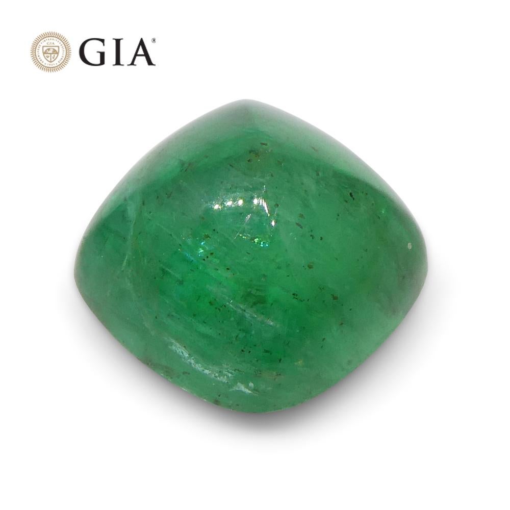 2.77ct Cushion Sugarloaf Double Cabochon Green Emerald GIA Certified Zambia   For Sale 3