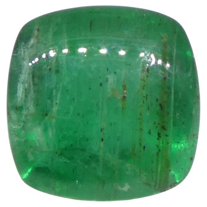 2.77ct Cushion Sugarloaf Double Cabochon Green Emerald GIA Certified Zambia   For Sale