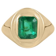 2.78 Karat AAA Top Qualität Vivid Green Smaragdschliff Solitär Massivgold Herren 18K