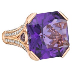 27.8 Carat Amethyst, Rhodolite and Diamond Ring in 18 Karat Rose Gold