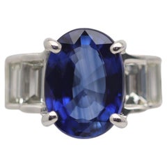 2.78 Carat Blue Sapphire Diamond Platinum Ring
