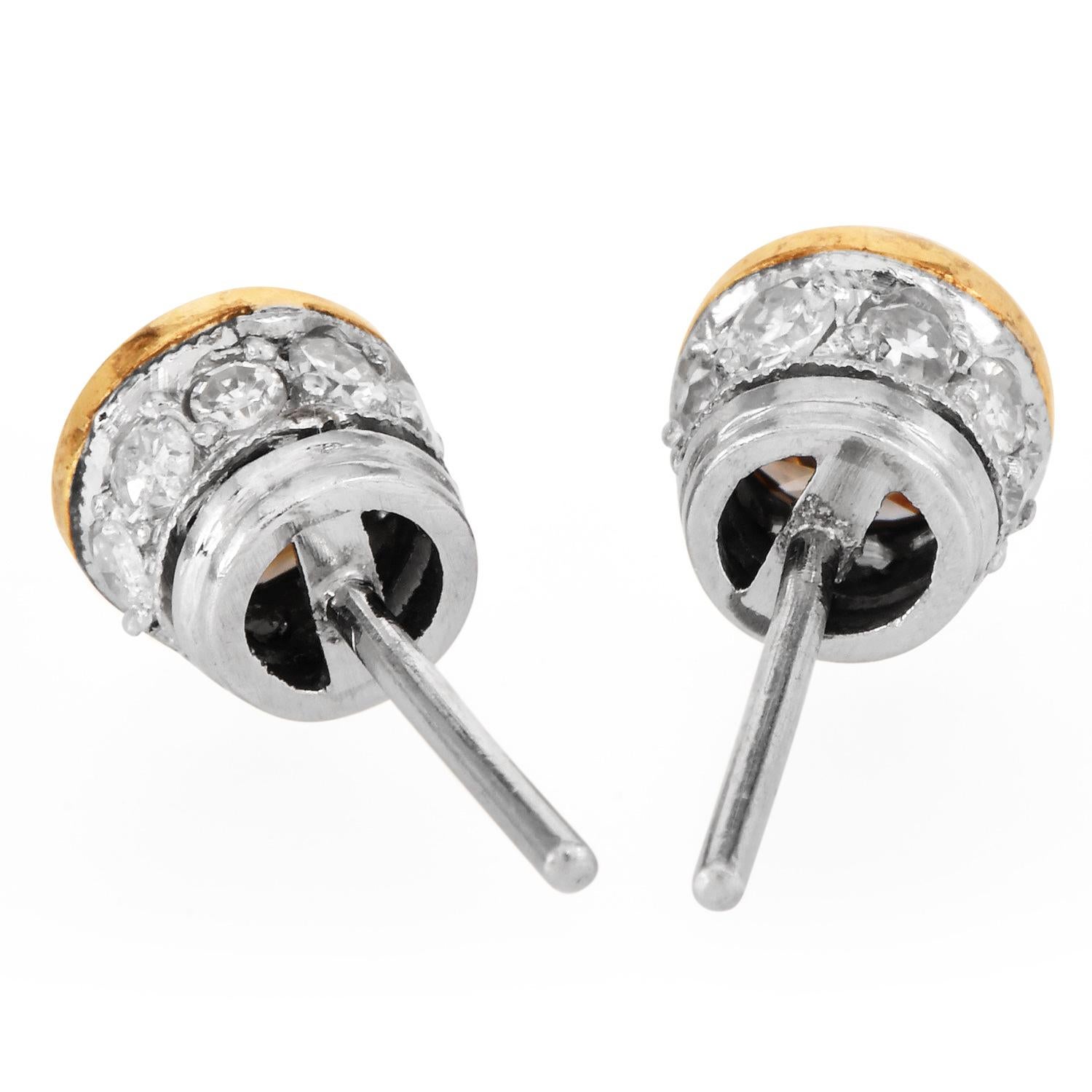 Women's or Men's 2.78 carat Fancy Brown Yellow Diamond 18K Gold Stud Earrings For Sale