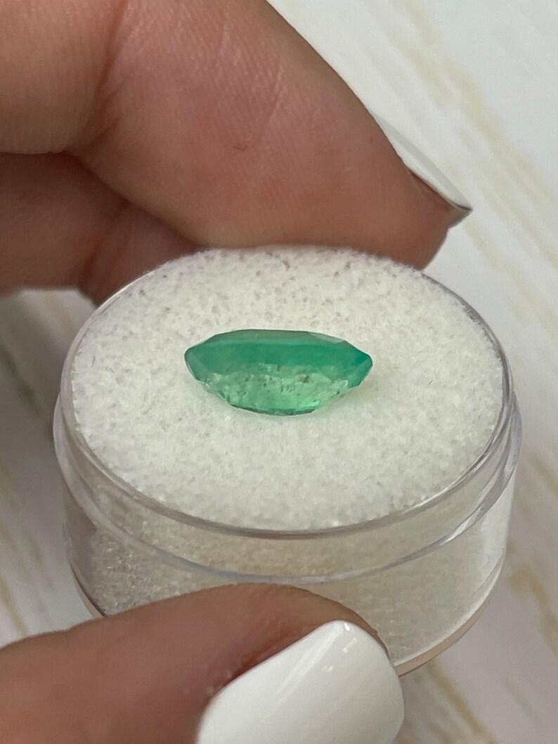 2.78 Carat Light Yellowish Green Colombian Emerald Oval Cut - May Birthstone Gem For Sale 2