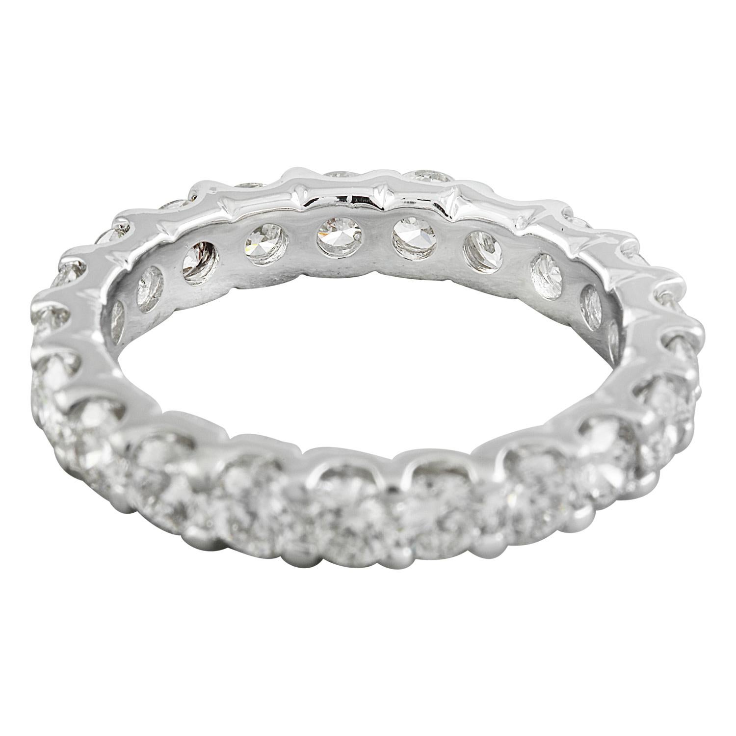Round Cut Exquisite 2.78 Carat Natural Diamond Eternity Ring: Timeless Luxury in 14K Solid For Sale