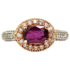 2.78 Carat Natural Fine Purple Red Ruby Diamond Ring 14 Karat G/Vs